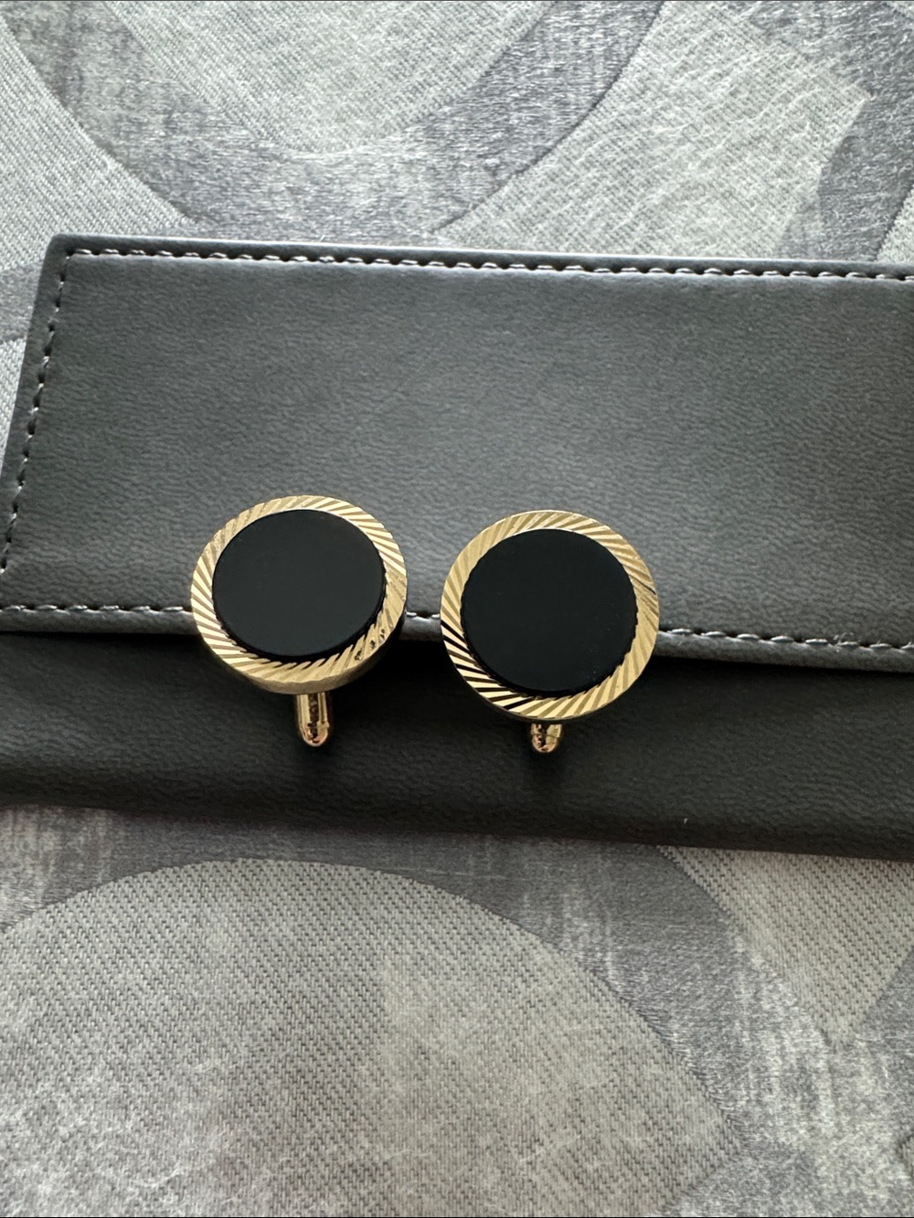 Classic Round Black Onyx Gold-Tone Cufflinks